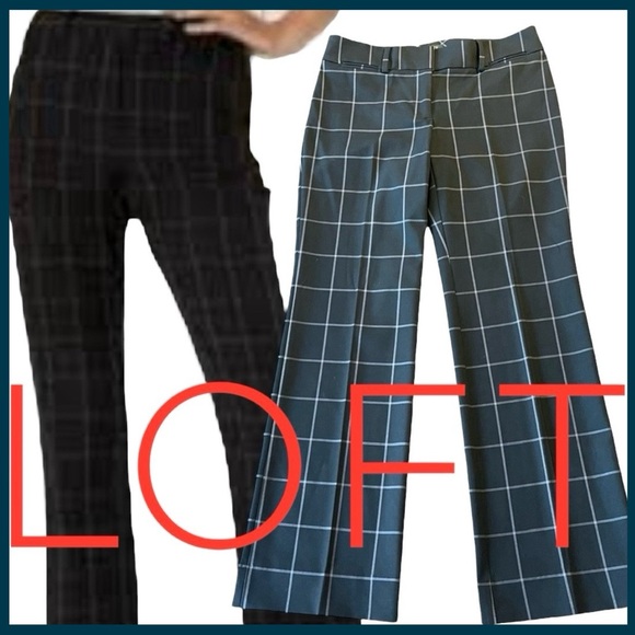 LOFT Pants - Ann Taylor LOFT Black/Grey Marisa Windowpane Straight Leg Pant (2P)